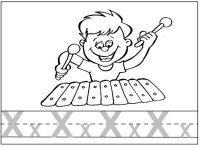 Letter X for xylophone, trace the x's and color the picture
