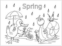 Spring Snail and Duck Coloring Page