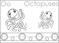 Trace Letter O, Color The Octopus