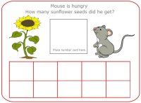 Mouse is hungry math game - printable page