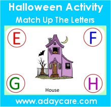 Preschool October Halloween theme – house letter match up