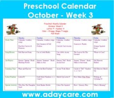 October Calendar for Preschool – Fall theme Lesson plans