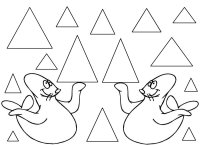 Preschool Worksheet Math Activity Seals color the triangles for October