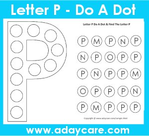February Preschool Curriculum Letter P do a dot
