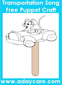 Preschool Transportation Craft Mouse In Car Puppet