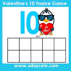 Valentine's Day 10 Frame Game for preschool theme