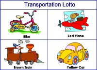 February Curriculum Preschool Transportation Theme Lotto Game 