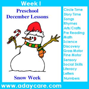 Snow Theme preschool lesson plans week 1