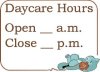 Daycare Hours Sign Preschool Form