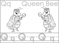 Letter Qq Queen Trace The Letter, Color The Queen Bee